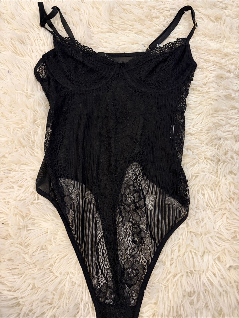 Forever 21 Black Lace Sheer Bodysuit